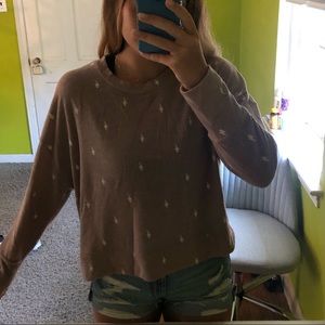 Pink lightning bolt long sleeve crew neck